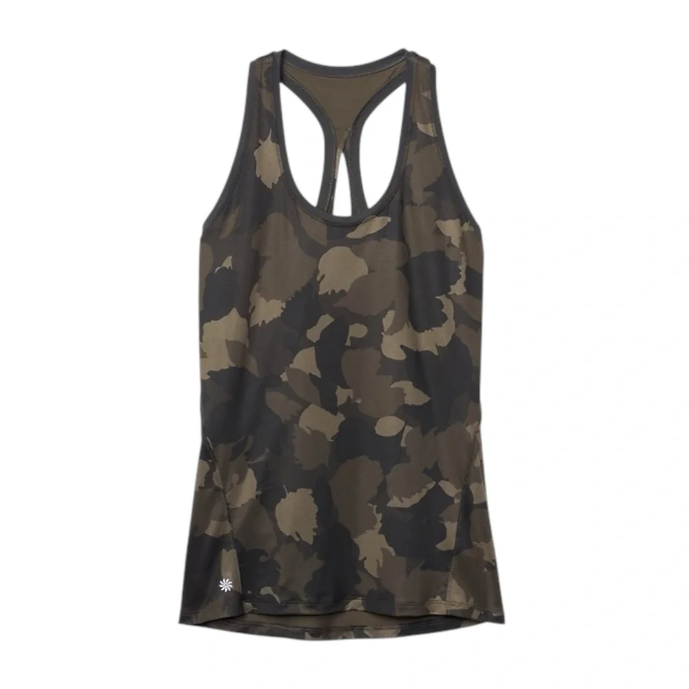 NWT Athleta Limitless Camo Keyhole Tank in Arbor Olive Sz L - Picture 2 of 14